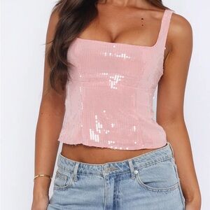 White Fox pink sequin corset